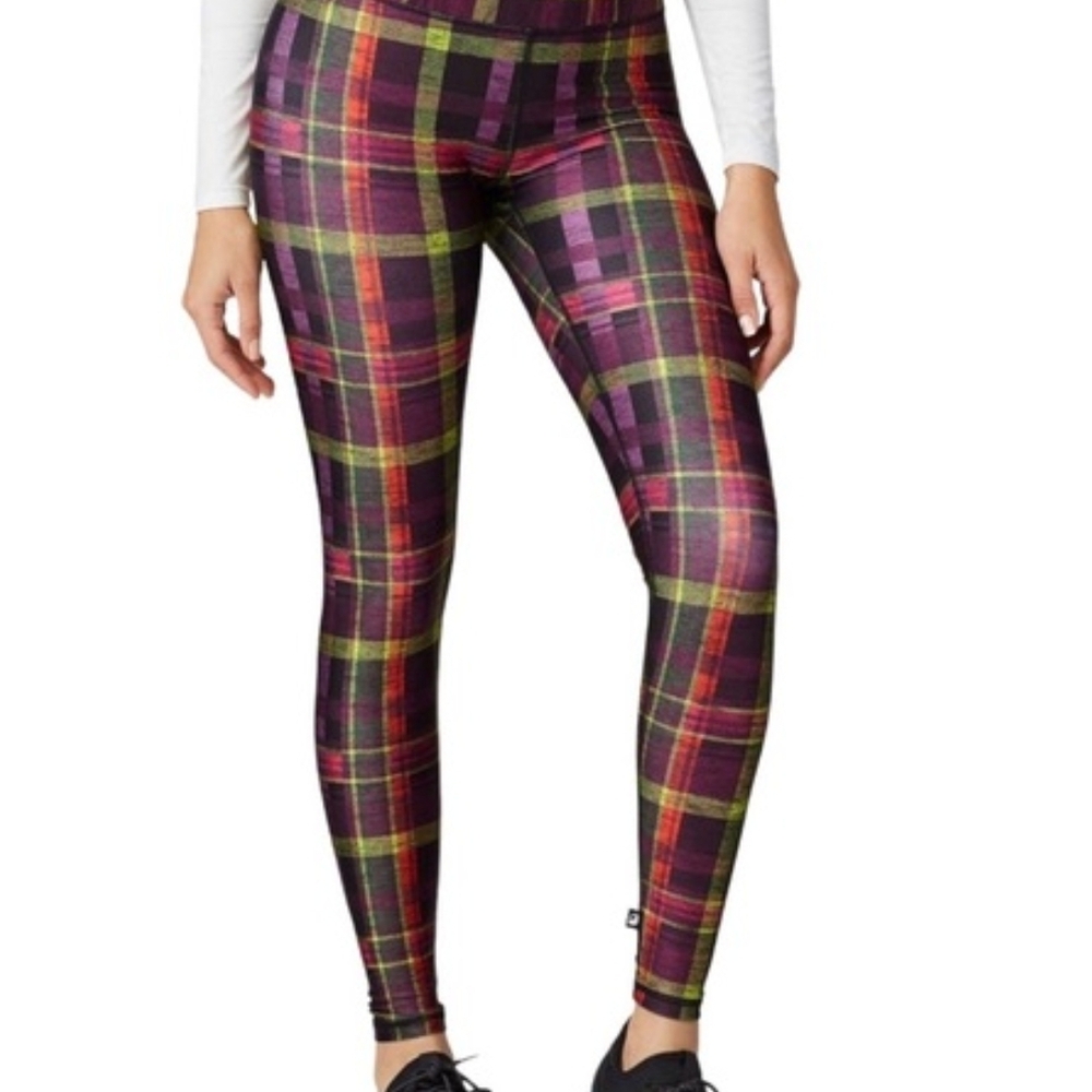 Terez Leggings Purple Plaid size Large